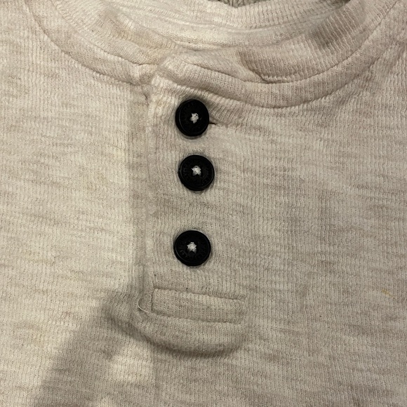 Cozy Cream Long Sleeve Kids Tee with a button neck on the front - Picture 3 of 5